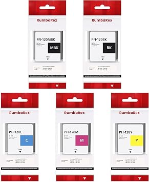 PFI-120 Pigment Ink Tank 130ml Set PFI-120MBK PFI-120BK PFI-120C PFI-120M PFI-120Y Replacement for Canon PFI-120 PFI120 Ink Cartridge for TM-300 TM-305 TM-200 TM-205 Printer Ink 5-Pack MBK/BK/C/M/Y