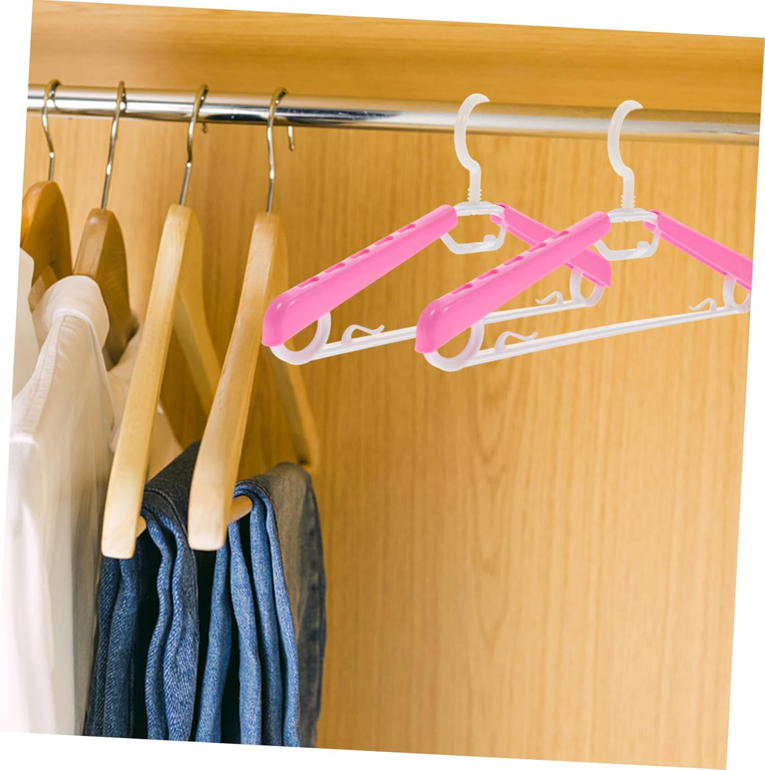 10pcs Adjustable Clothes Hangers for Men and Women Non-Slip Abs Plastic Suit and Trouser Hangers Space-Saving Coat and Pants Drying Rack for Closet Organization