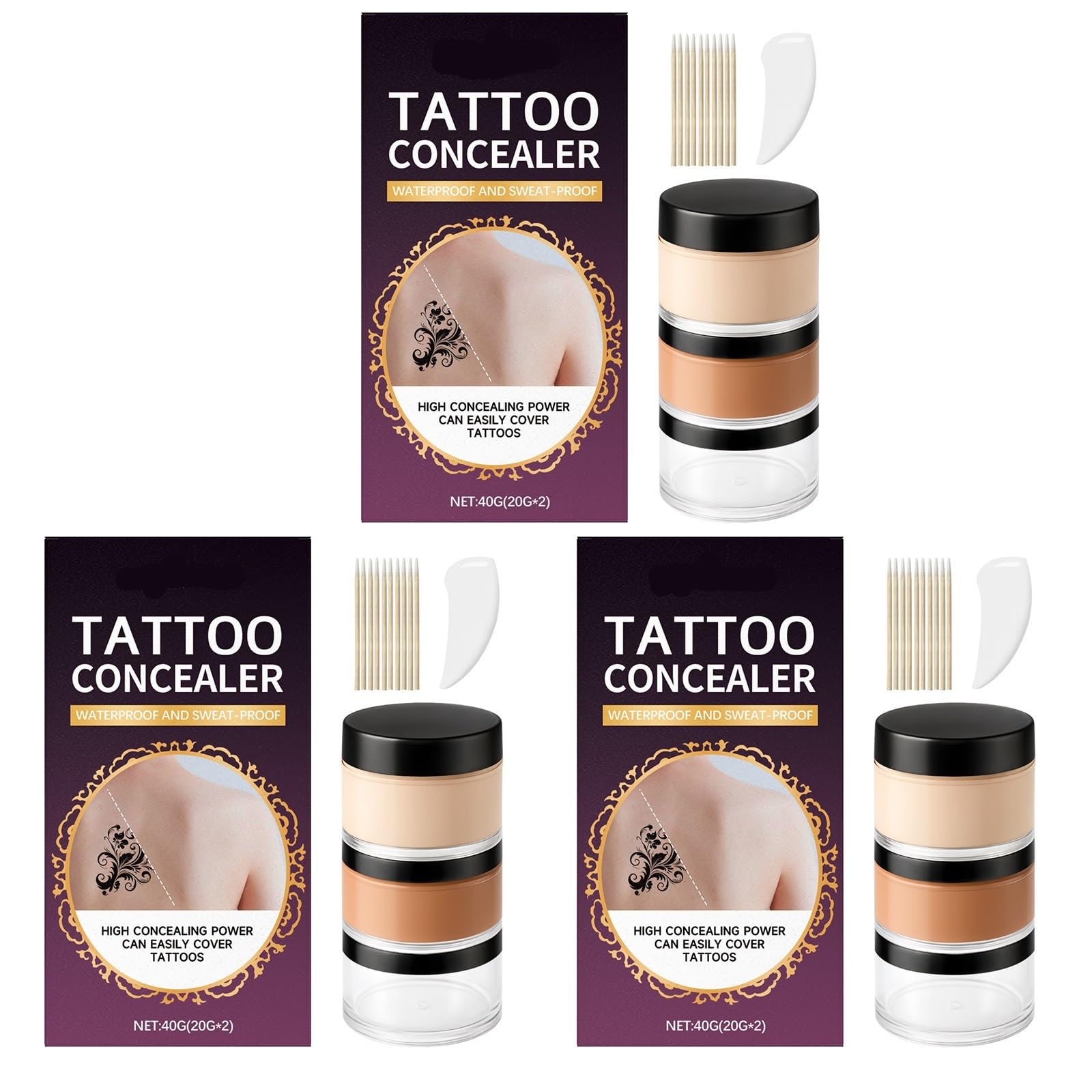 leg concealer Ensemble de correcteurs for le corps, brume 2 couleurs, couverture élevée, cicatrice tatouage, marque naissance