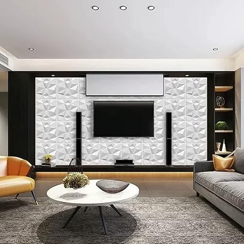 Vista 6 de 12 paneles de pared 3D de PVC de 19.7 pulgadas, panel decorativo con textura 3D para decoración de interiores, blanco, panel de pared 3D