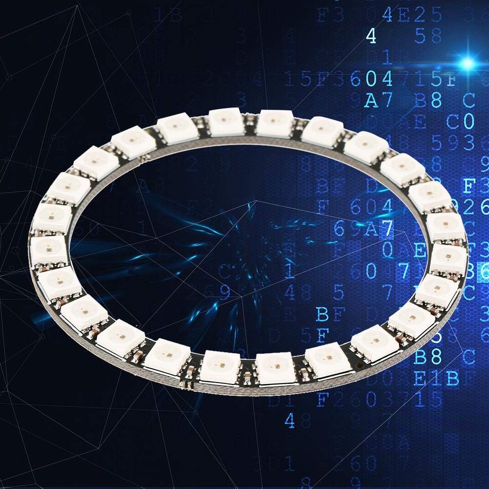 LED Ring Lamp Light, 24 Bits WS2812 5050 RGB Lamp Panel Round LED Ring with Integrated Drivers, Yellow, 8.5 cm (3.3 tum) - Image 3