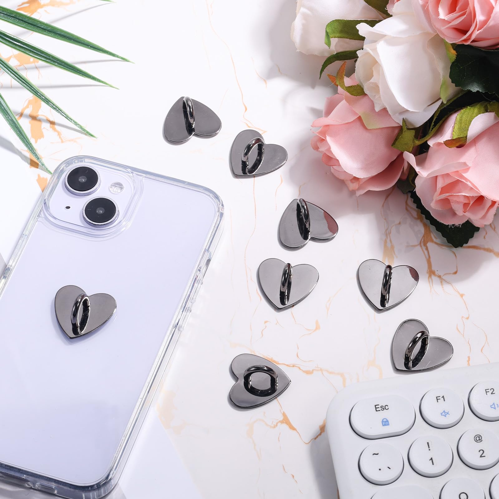 16 Stück Herz Handy Ringhalter - Selbstklebend, Metall, Für Smartphones & Tablets