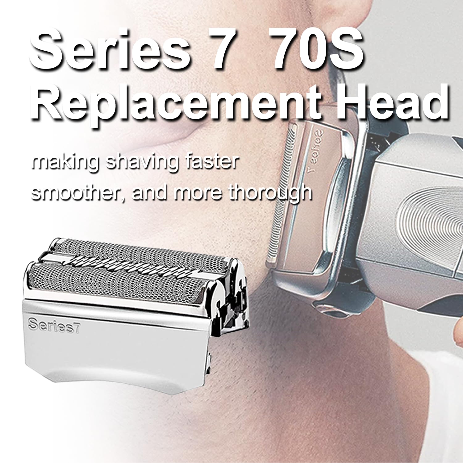 Tête de rechange pour rasoir électrique série 7 70S - Compatible avec les lames de rasoir électrique de rechange 70S pour homme - Pour Braun Series 7 : 720cc, 730cc, 735s, 750cc, 760cc, 790cc et 795cc