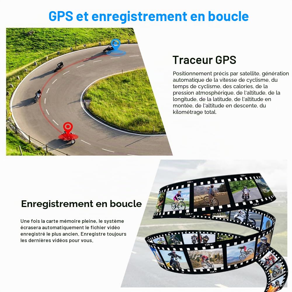 VSYSTO Rétroviseur de vélo, caméra de recul HD 4,3