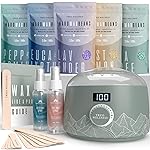 Tress Wellness Waxing Kit for Sensitive Skin - Safe for Face & Skin, Prep & Aftercare Spray, Easy to Use - At-Home Kit for Face, Bikini, Brazilian & Full Body - Digital Display, Green Mountain