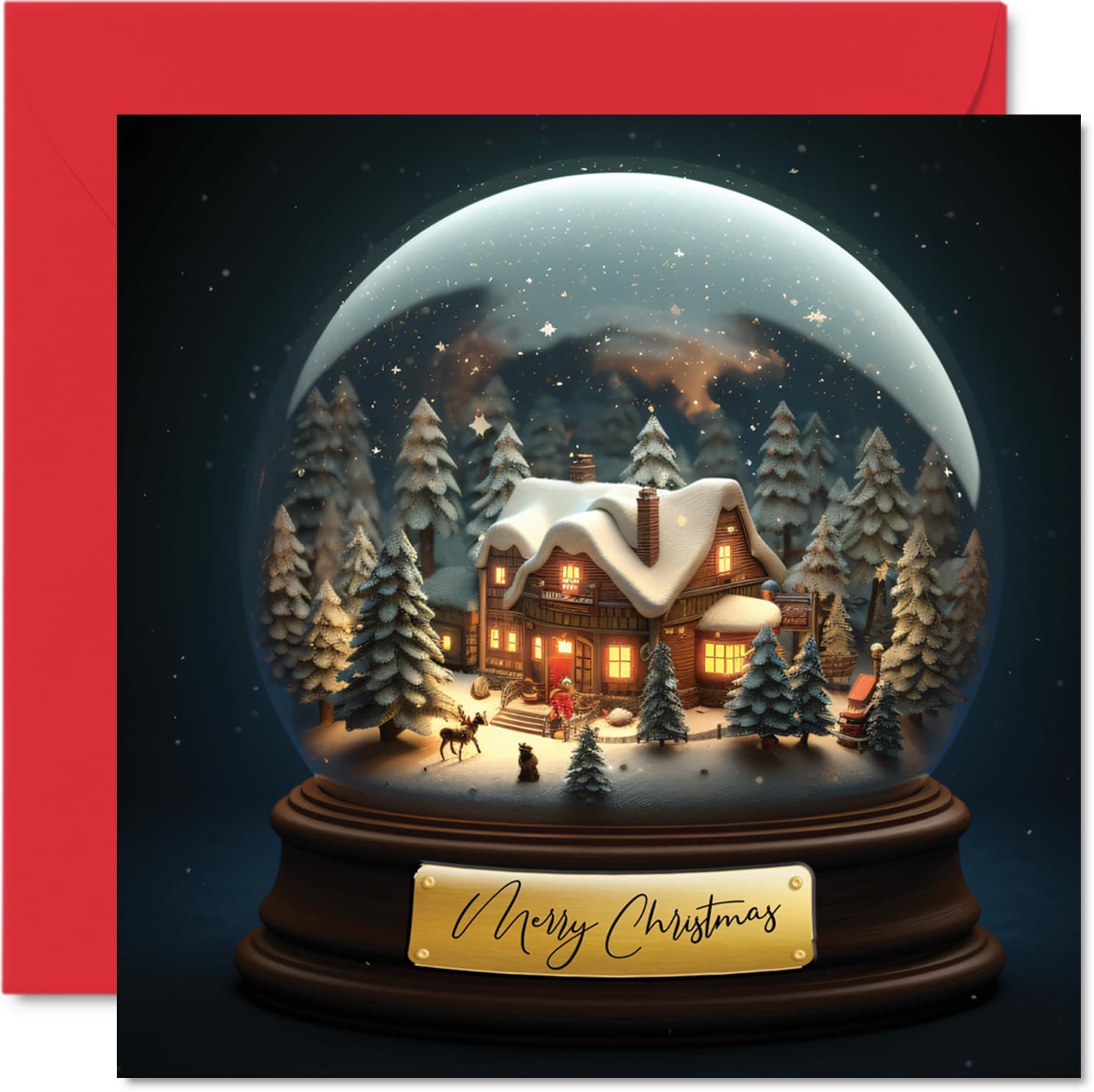 Christmas Cards for Women Men Snow Globe Merry Xmas Christmas Card Sister