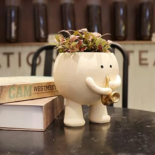 NINIPAPA Face Flower Pot Cute Head Plant Pots with Saxophone for Indoor Small Plants Funny Smiley Succulent Pots with Drainage Hole Unique IdeaI Gift for Mother Day Birthday