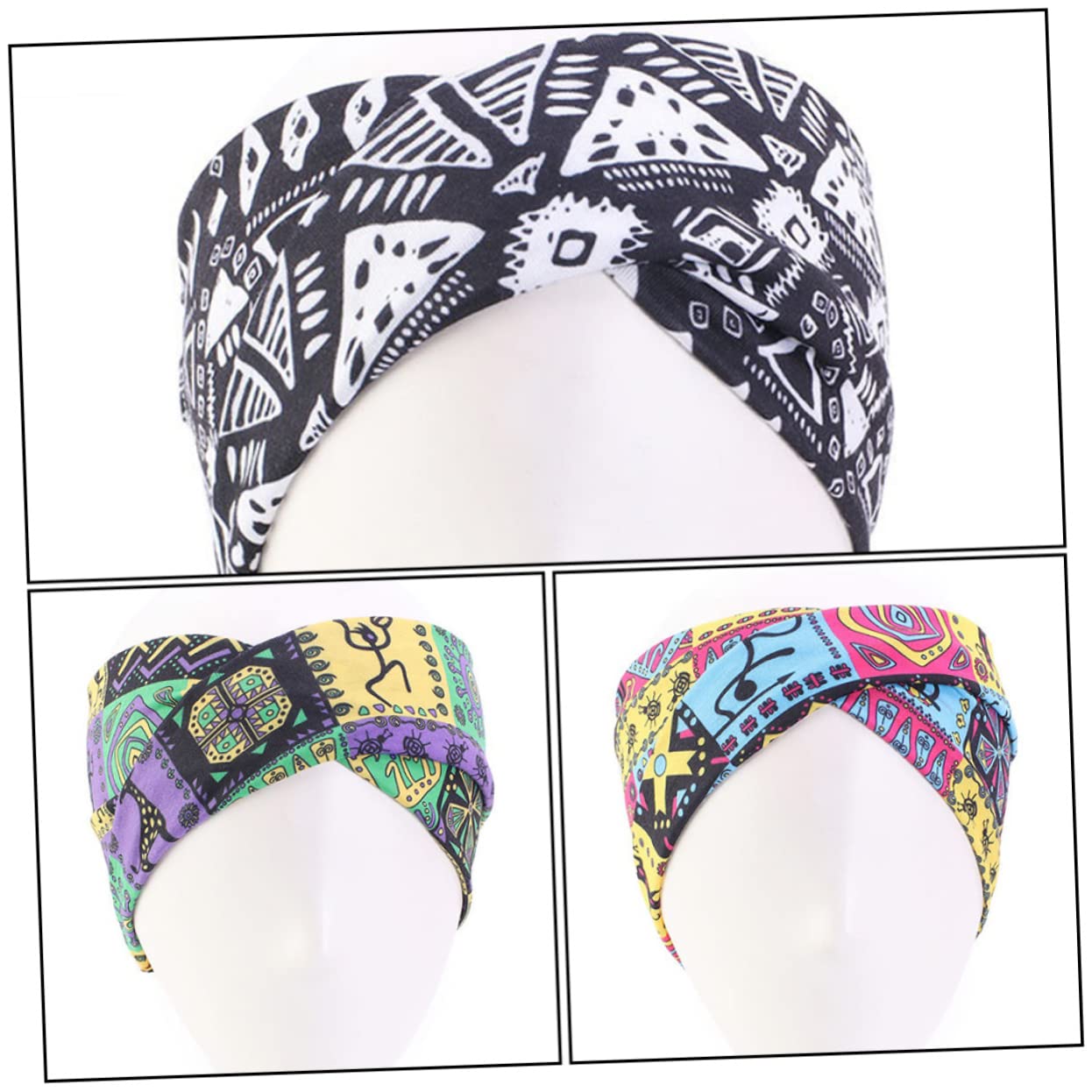 DOITOOL 12pièces Bandeaux Tressés Ethniques Pour Femmes Accessoires De Sport Confortables Et Élastiques Pour Événements Et Vie Quotidienne