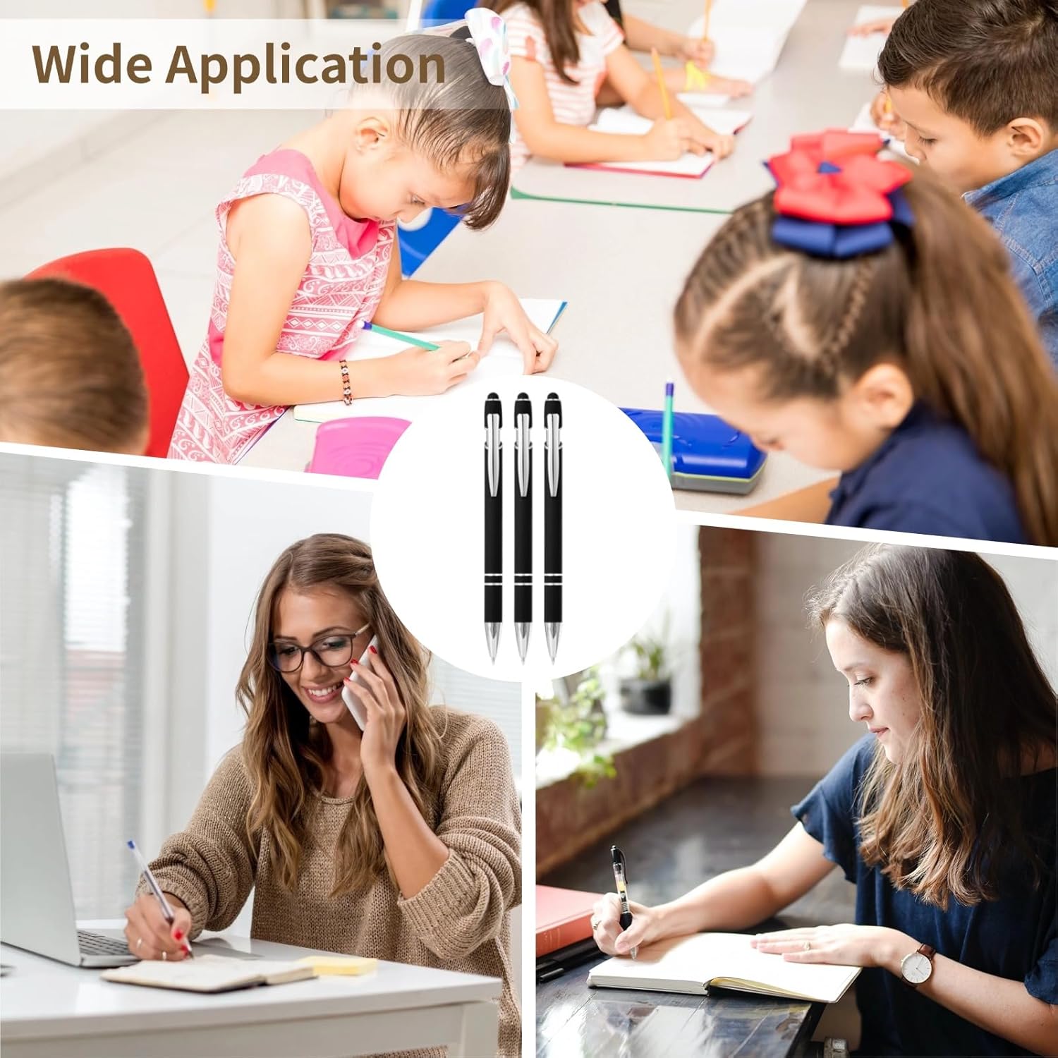 Homaisson 38 PCS Rubberized Ballpoint Pen with Stylus Tip, 0.7 mm Black Ink Metal Pen Stylus Pen for Touch Screens,with Soft Rubberized Grip, Black Ink for Most Devices