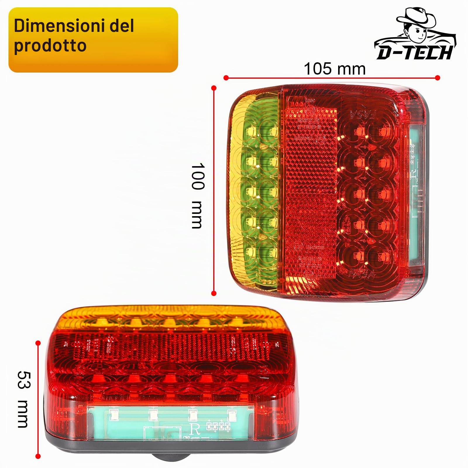 D-TECH Fanale posteriore magnetico a LED del rimorchio senza fili,luce del rimorchio senza fili con 13 a 7 Poli adattatore rimorchio,Magnetico Senza Fili Fanali Rimorchio Luci Posteriori