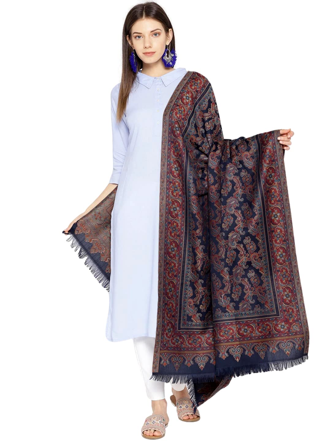Weavers Villa Women's Pashmina Wool Blend Shawl