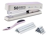 Bostitch Titan Heavy Duty Metal Stapler, 50 Sheet Capacity with 1250 Staples and Ergonomic Staple Remover, Jam Free Stapling, Full Strip Stapler for Desk, Office and Classroom, Pink & White – view 1