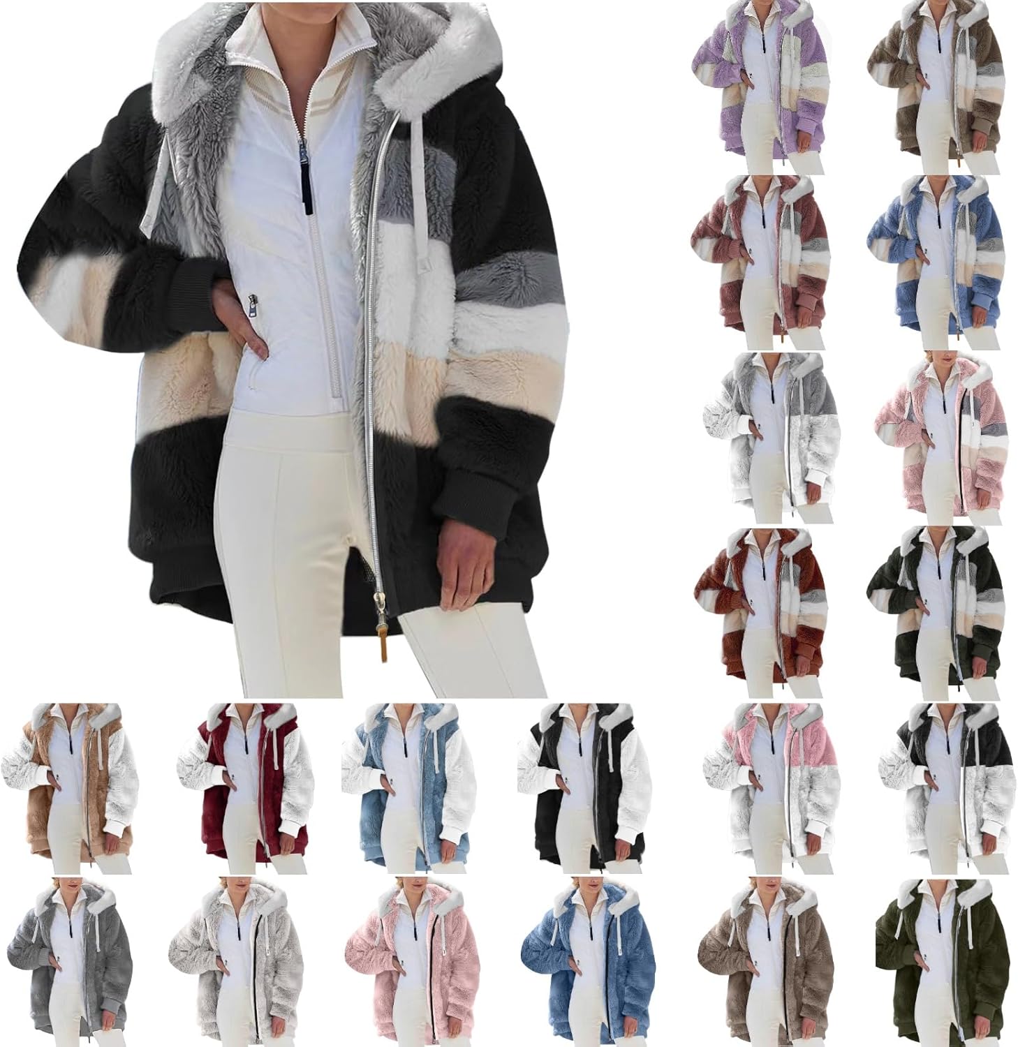 Winter Coats for Women Fuzzy Fleece Jackets Full Zip Plush
