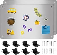 Bonnary 2-Pack Magnetic Bulletin Board 17.1x11.8 Inch Silver Metal Magnet Display for Wall Fridge Office with Dual Lock Tape