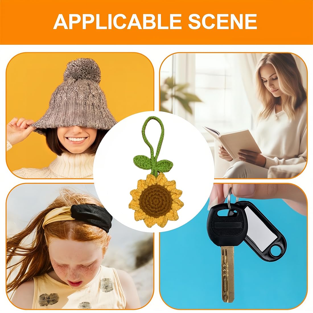 ZKGYUS decorazioni auto, Girasole fatto a mano Specchio retrovisore, per auto Accessori Appesi Ornamenti Carino accessori auto donna Decorazioni Interni Auto Automotive Interni Regali Estetici