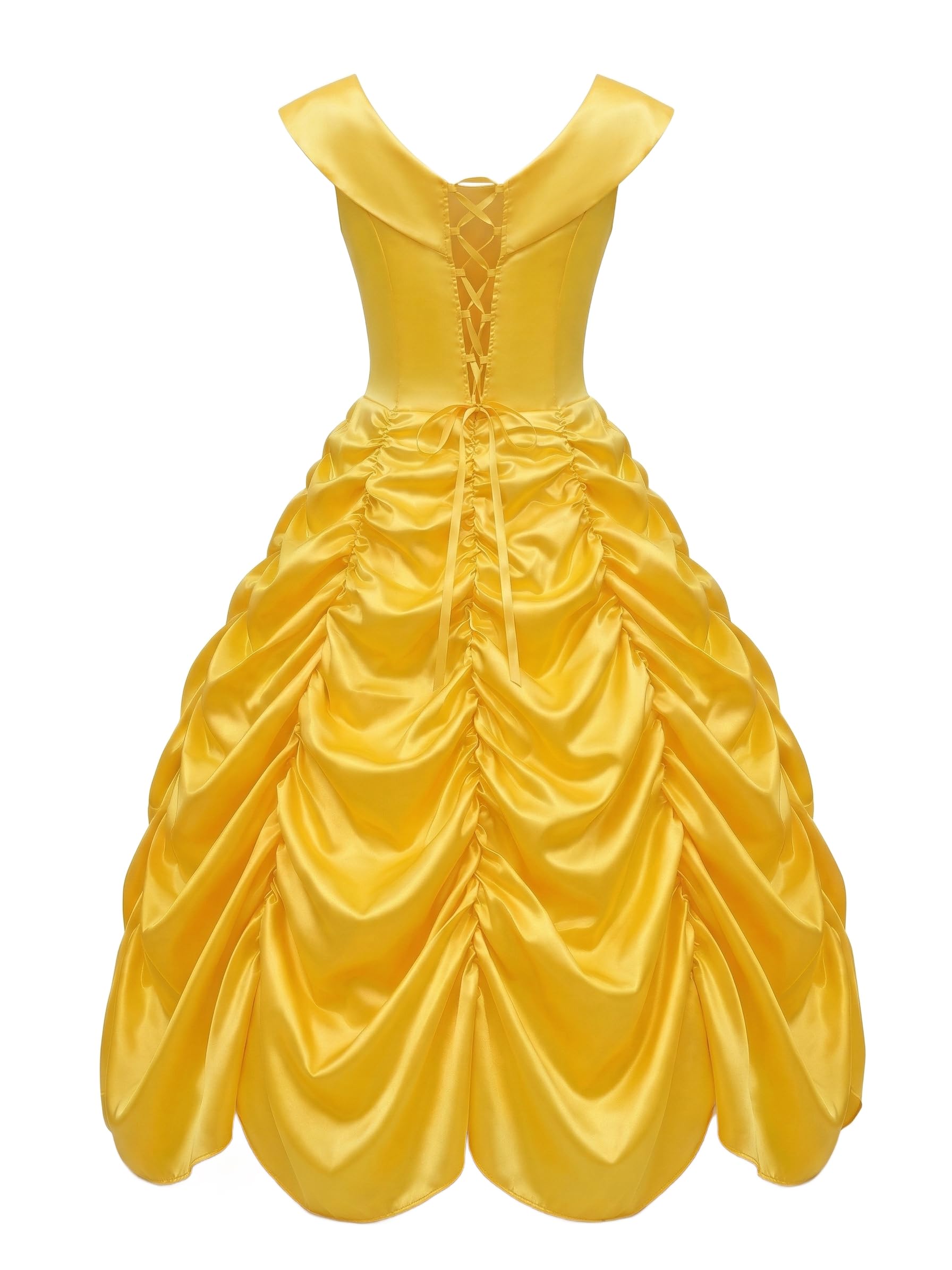 Drofe Prinzessinnenkleid, Kostüm für Damen, gelbes Kleid, Abschlussball, Party, Erwachsene