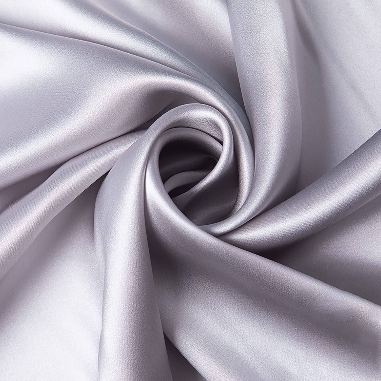 Tela de Raso Tela De Satén De Seda De Seda De Mulberry por Metros 1.14x1m Tejido de Raso para Costura, Bricolaje, decoración del hogar.Vestido(Color:Gris-Plata)