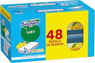 Swiffer Nasse Ersatzeinlagen für Mopp mit Frischem Duft Zitrone, 48 Stück, Einfache und schnelle Reinigung Fußböden