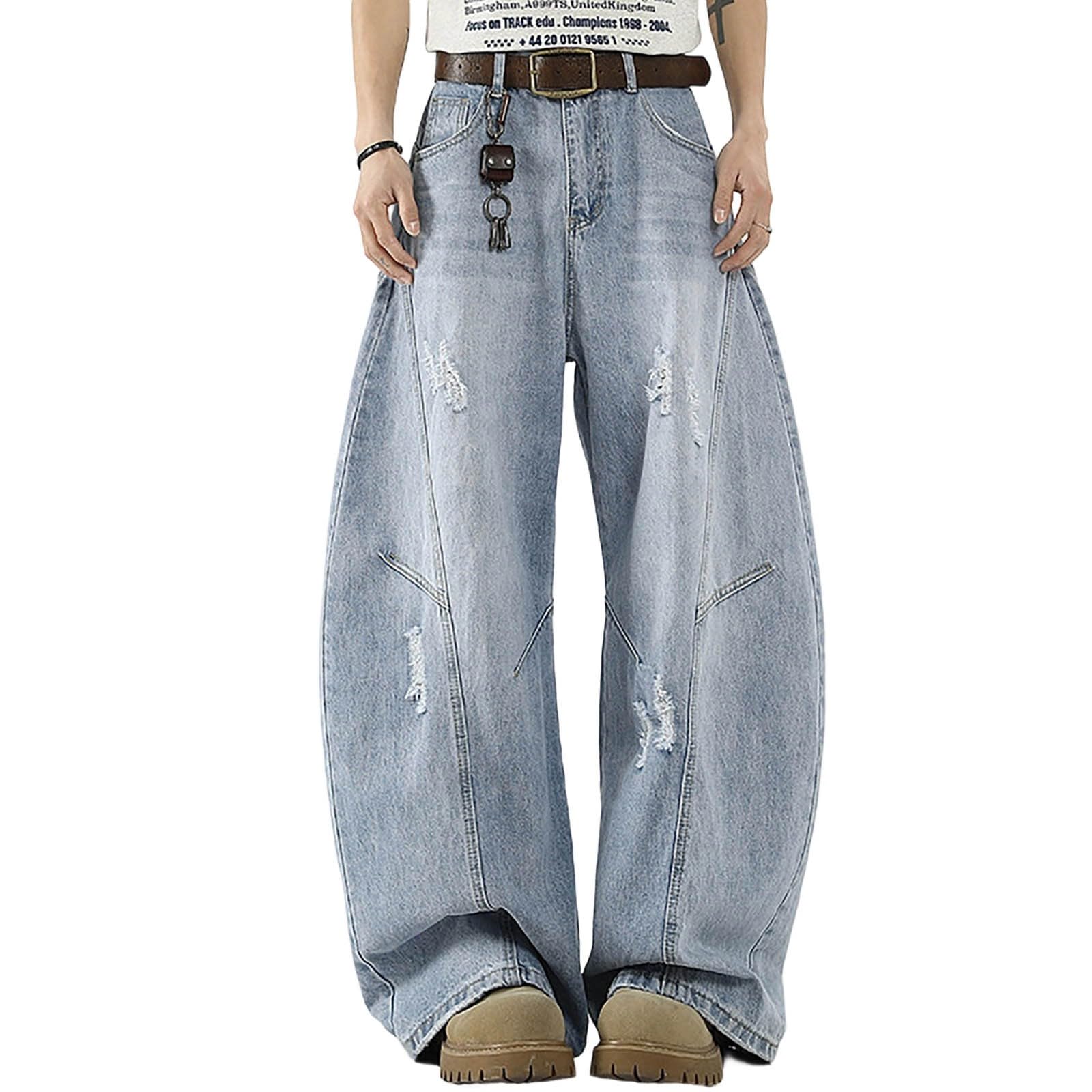 Pantalones vaqueros holgados Y2K unisex de pierna ancha y estilo hip hop para uso diario 8
