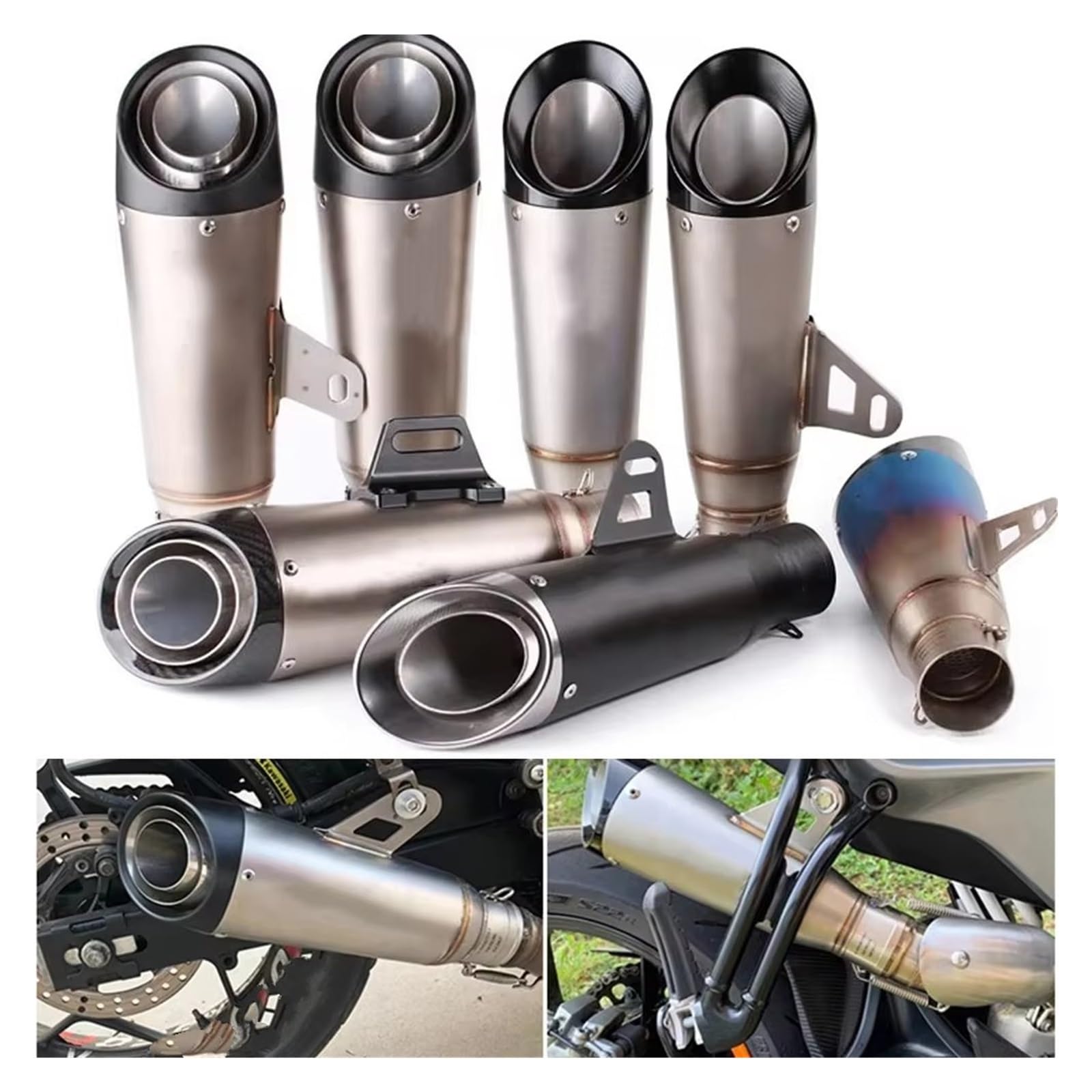 silencioso escape moto Para Kawasaki Para Ninja Para Z900 Para CB650R | Para R3 51mm silenciador de Escape para motocicleta tubo de Escape 335mm de longitud(B 51mm)