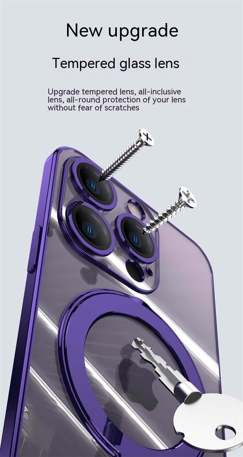 Do iPhone 15 14 pro max Etui Magnetyczne Niewidoczny Uchwyt Wbudowany Obiektyw Folia Tpu Galwanizowane Obudowy Telefoniczne, Fioletowe, Do iPhone 15Plus