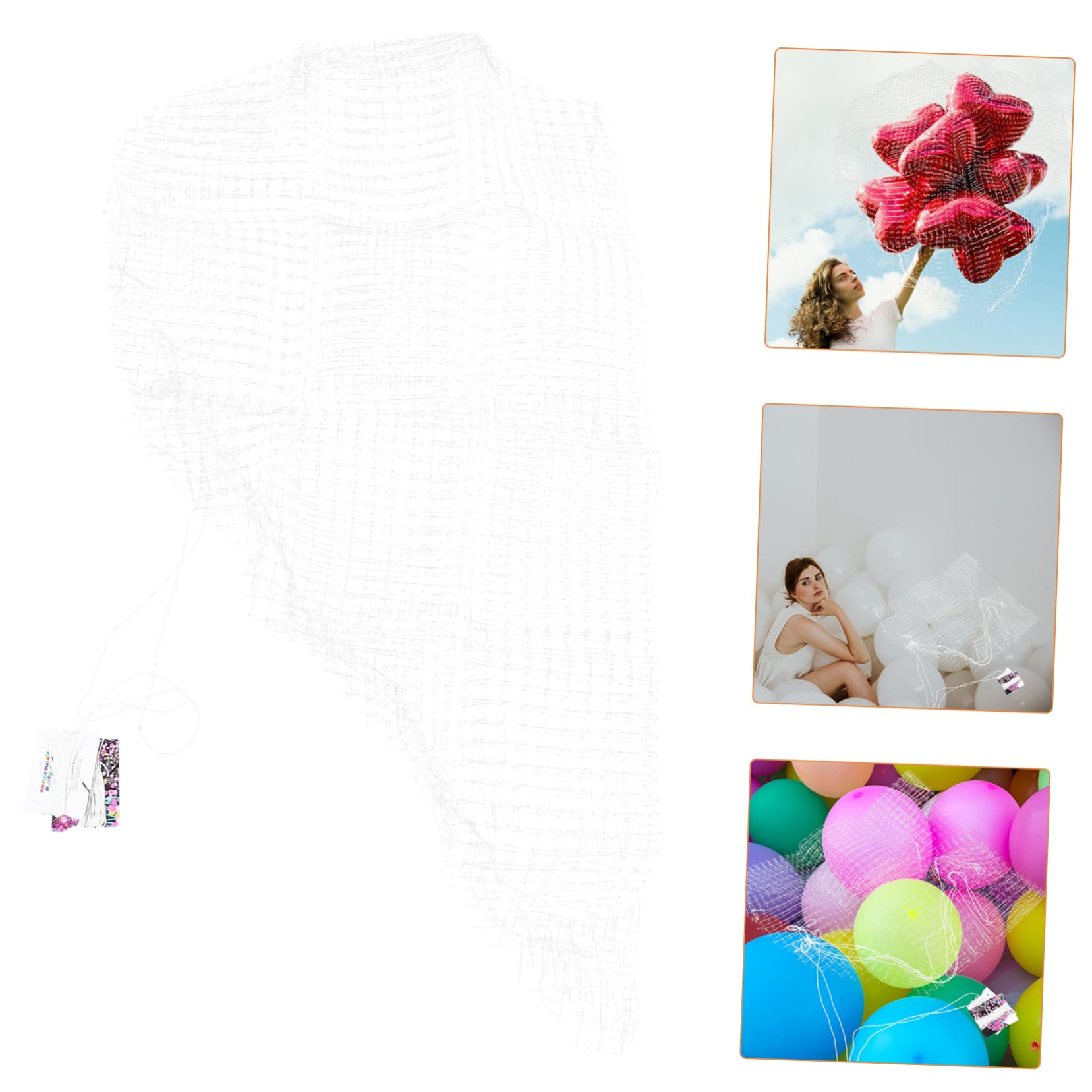 Herzförmiger Ballonbeutel 51 Zoll Weiß aus Pp für Hochzeitsdeko | Wiederverwendbares Netz, Ballonaufbewahrungsbehälter für Große Events und Eröffnungen