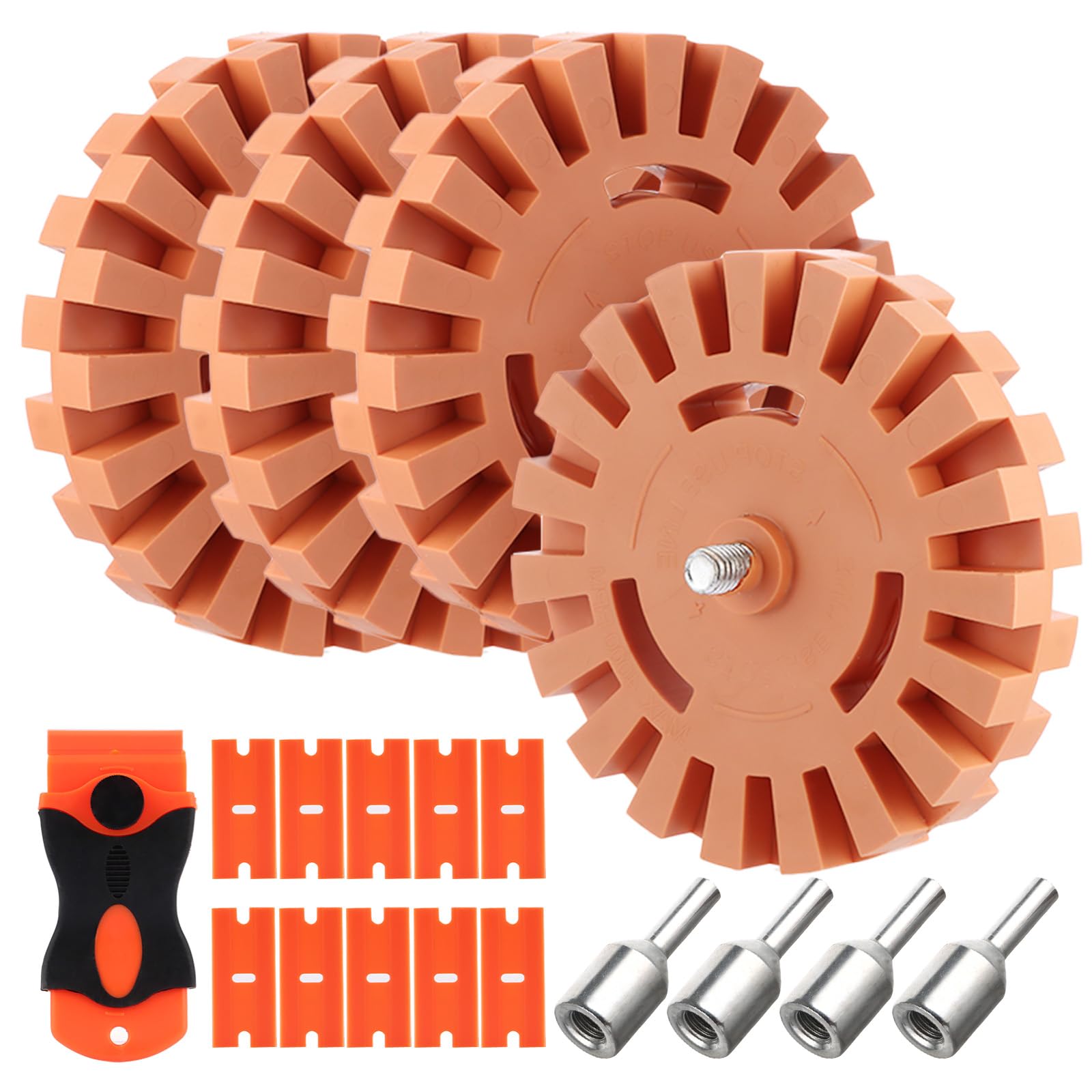 MIVIDE Juego de 4 gomas de borrar con adaptador, disco de goma de 100 mm de grosor de 20 mm, adhesivo para quitar la tira de agujas