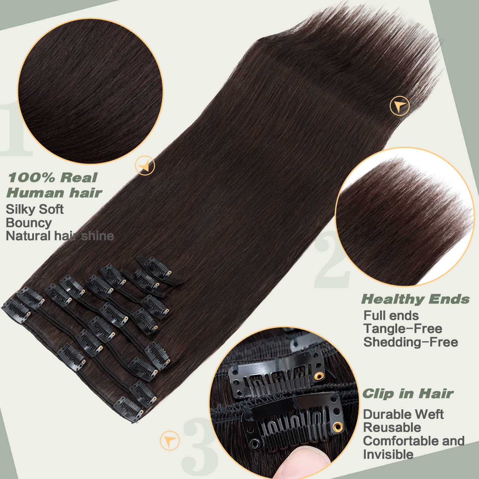 Rich Choices Clip In Hair Extensions Real Human Hair 18 Inch - View #4