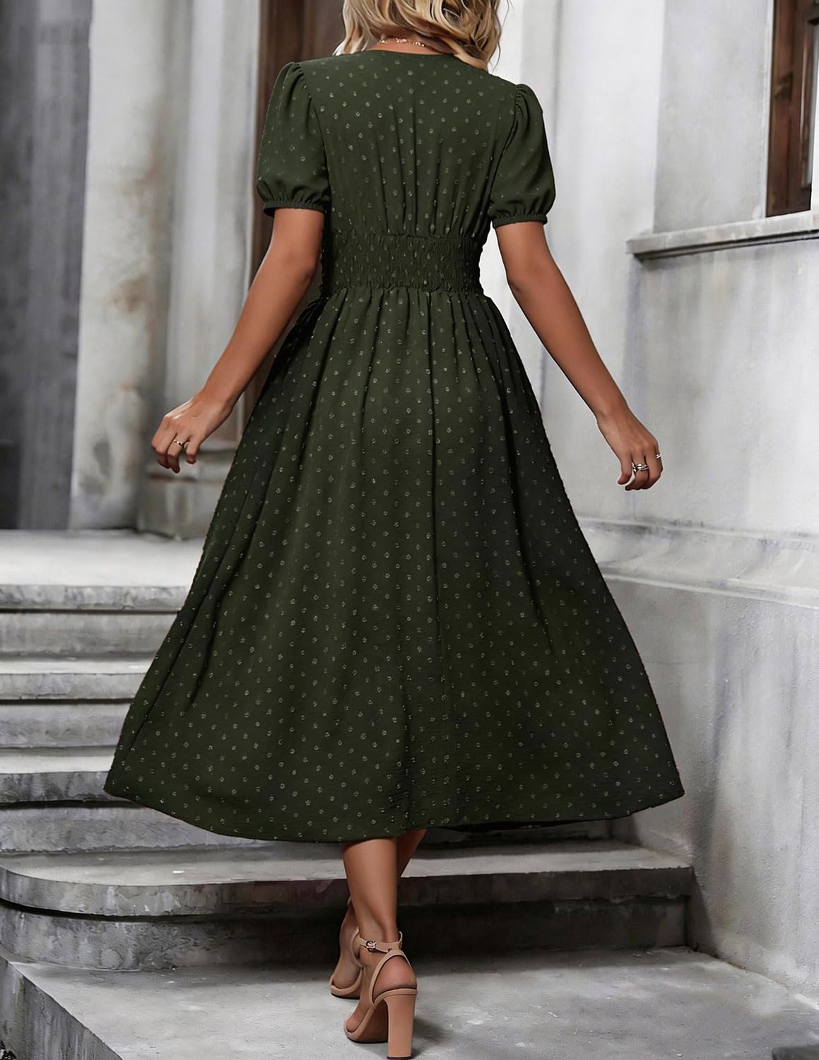 Damen Kleider Sommer Elegant Kurzarm V-Ausschnitt Sommerkleider A-Linie Blumenmuster Wickelkleid Partykleid Abendkleider
