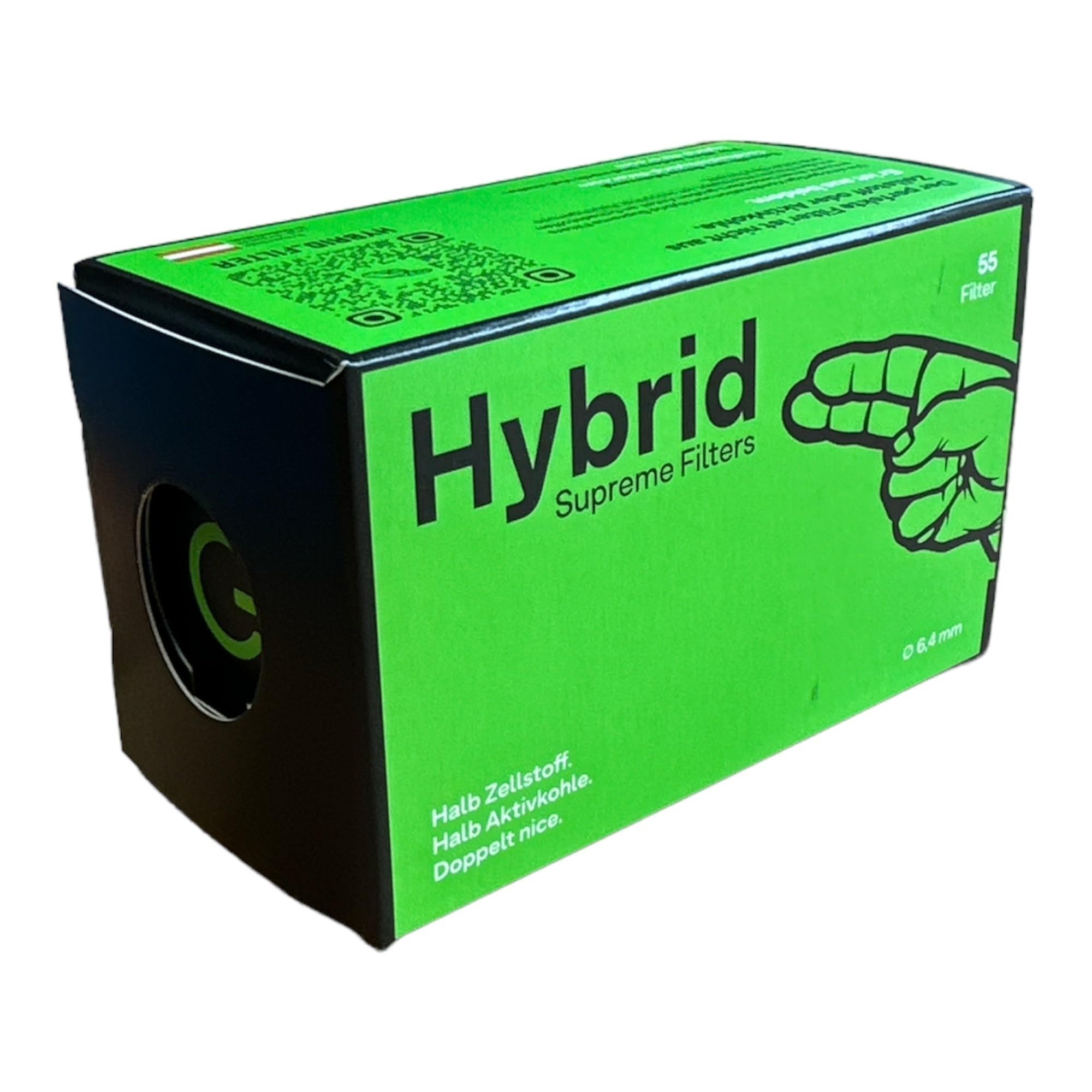Zestaw Hybrid Supreme Filters celuloza pół węgla aktywnego 6,4 mm wraz z bezpłatnym etui J.(10 x 55 sztuk), czarny