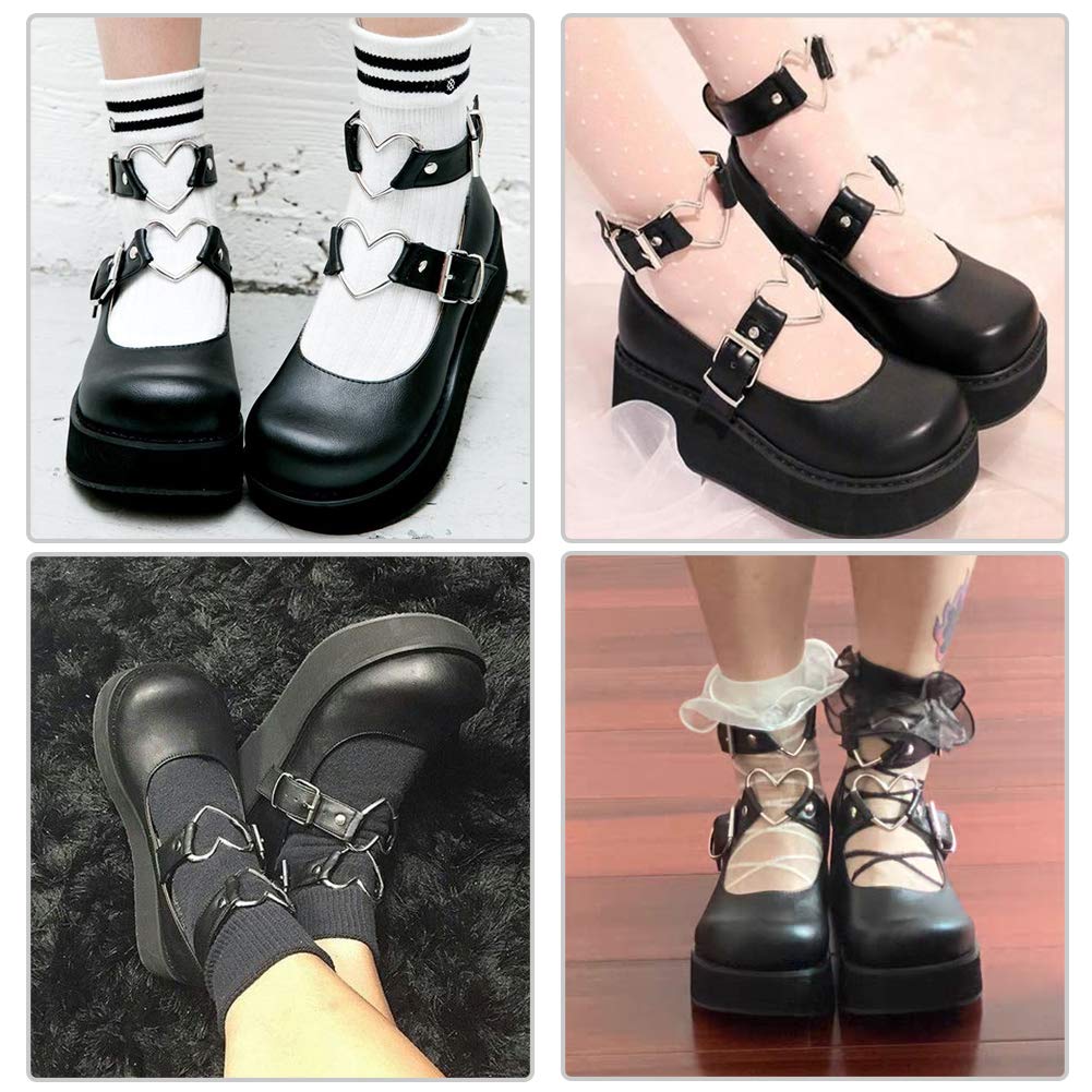 Erocalli Platform Lolita Shoes for Women Wedges Heels Ankle Strap Mary