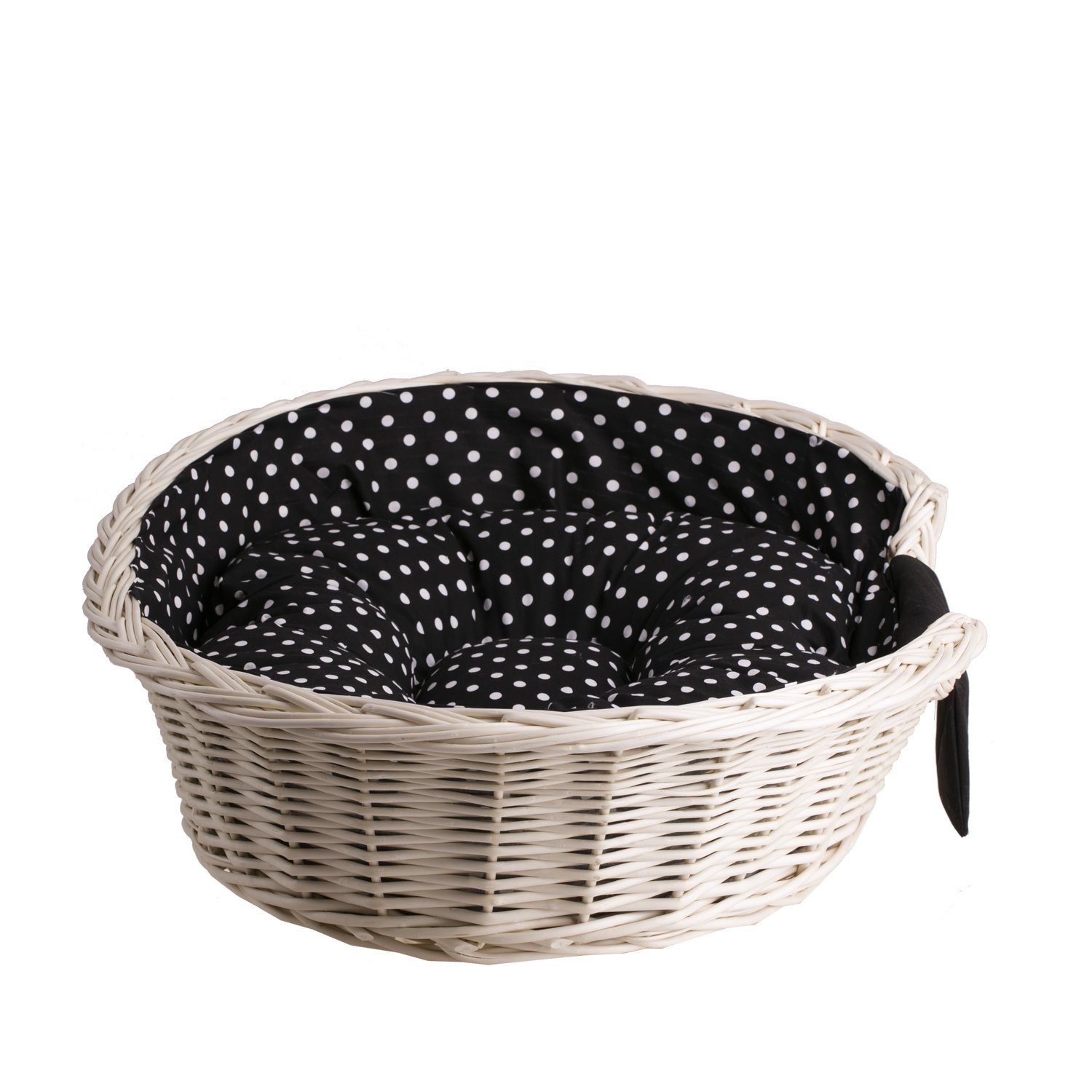 Cesta para perros, cesta para gatos, cojín para perros, cesta de mimbre (85 cm, color blanco, con bordado)