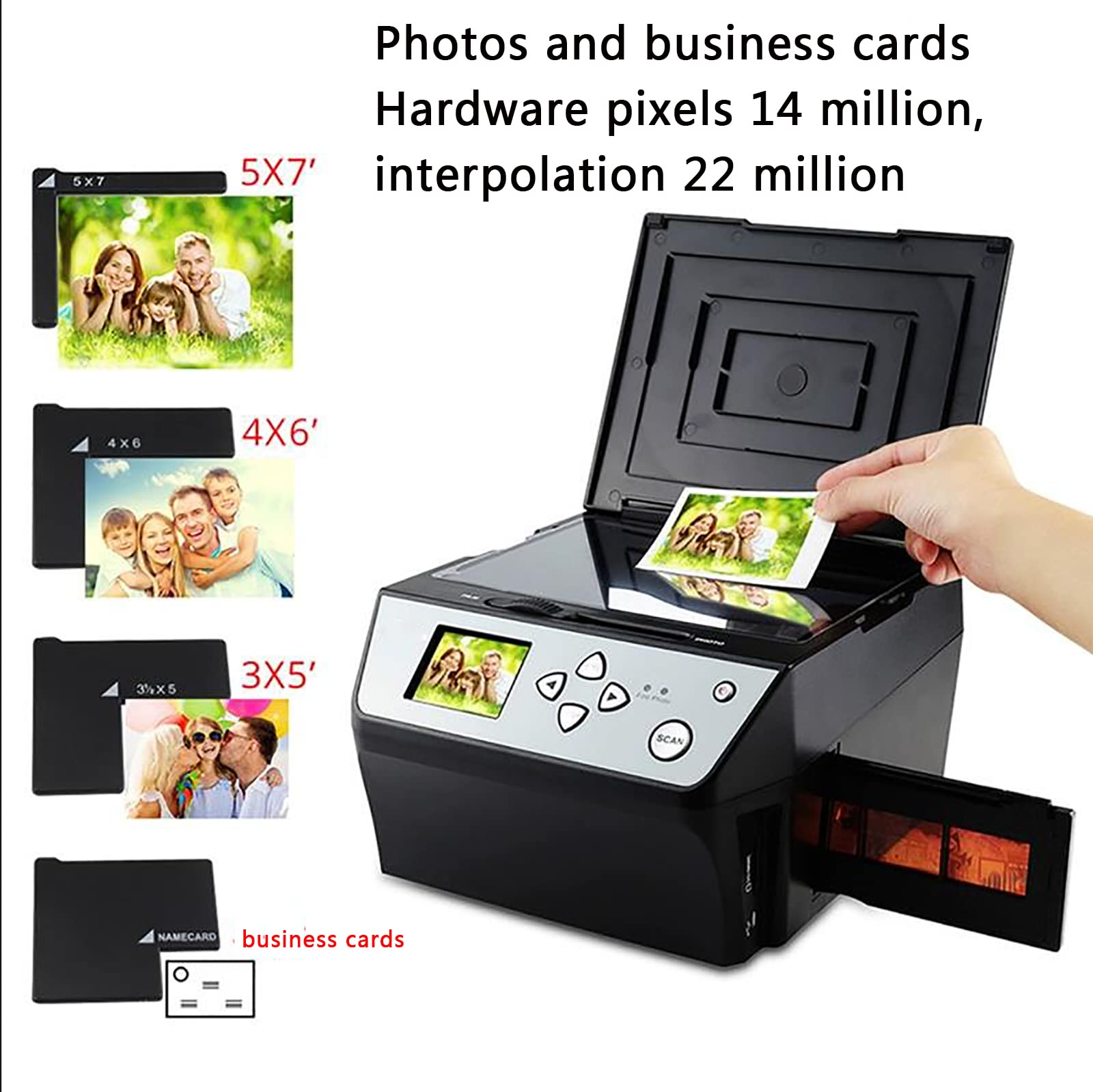 Scanner per film, ad alta risoluzione da 22 MP per 135 pellicole e diapositive da 35 mm, converte negativi in foto digitali JPG, uscita USB supportata