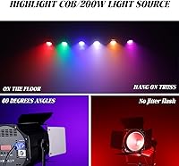 Vista 3 de Luces de Escenario COB con Puertas de Granero, Luz Par COB 200W LED RGBWAUV, DMX512 Maestro-Esclavo Sonido Iluminación DJ Reflector Fresnel