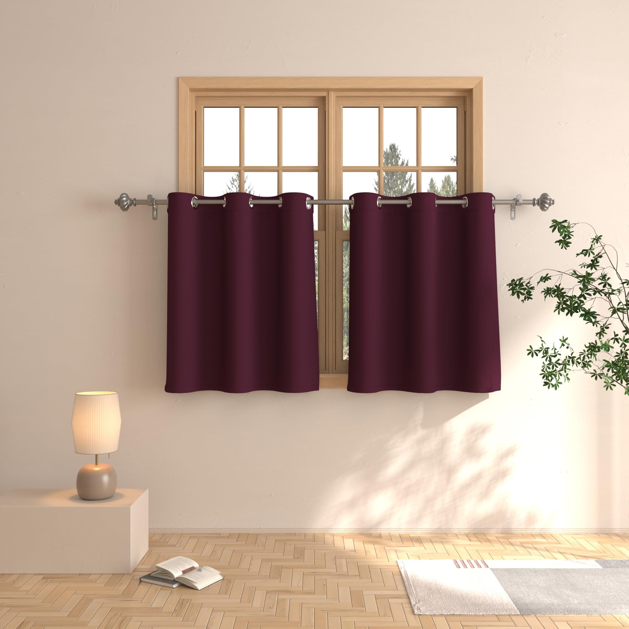 Rideaux occultants bordeaux UPOPO : protégez votre intimité dans la cuisine ou la salle de bain
