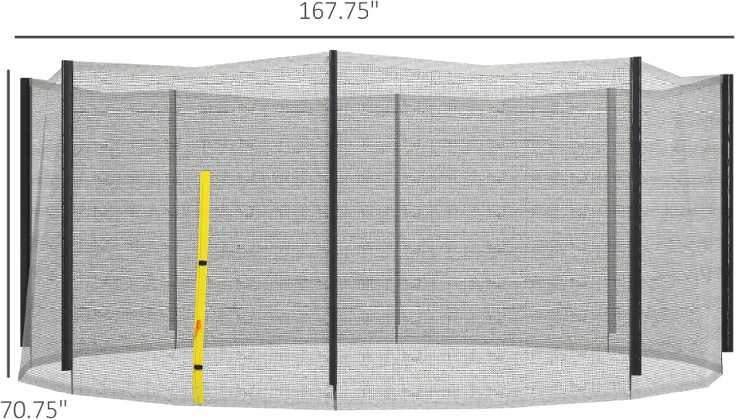 14ft Round Trampoline Safety Net with 8 Straight Poles, Weather-Resistant Trampoline Replacement Enclosure with Yellow Zippered Entrance, Poles Not Included