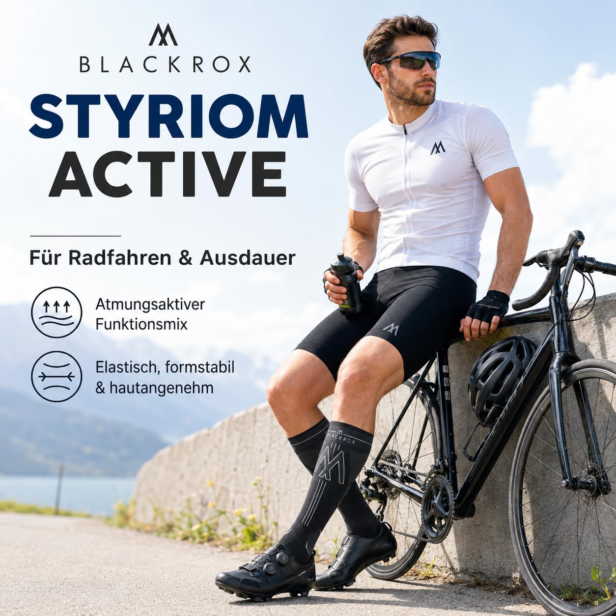 BLACKROX STYRIOM ACTIVE [Vergleichssieger 2026] Kompressionsstrümpfe Damen Herren 1 Paar, Sport & Alltag, atmungsaktiv, für Laufen, Fitness & Beruf