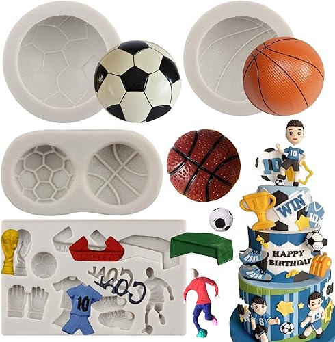 Molde de silicona de fútbol para fondant, molde de fútbol para fondant, molde de fútbol para decoración de pasteles, chocolate y caramelo,