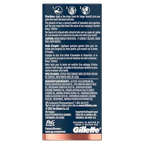 Miniatura 10 de King C. Gillette Aceite para barba para hombres – Argán, Jojoba, aguacate, semillas de macadamia y aceites de almendras – Hidrata y suaviza la barba