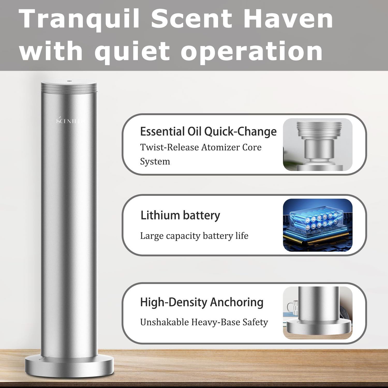 Difusor inalámbrico de aroma de hotel, difusor recargable inalámbrico para toda la casa, máquina de aire aromático para el hogar, control Bluetooth, difusor de aceite esencial sin agua para habitación