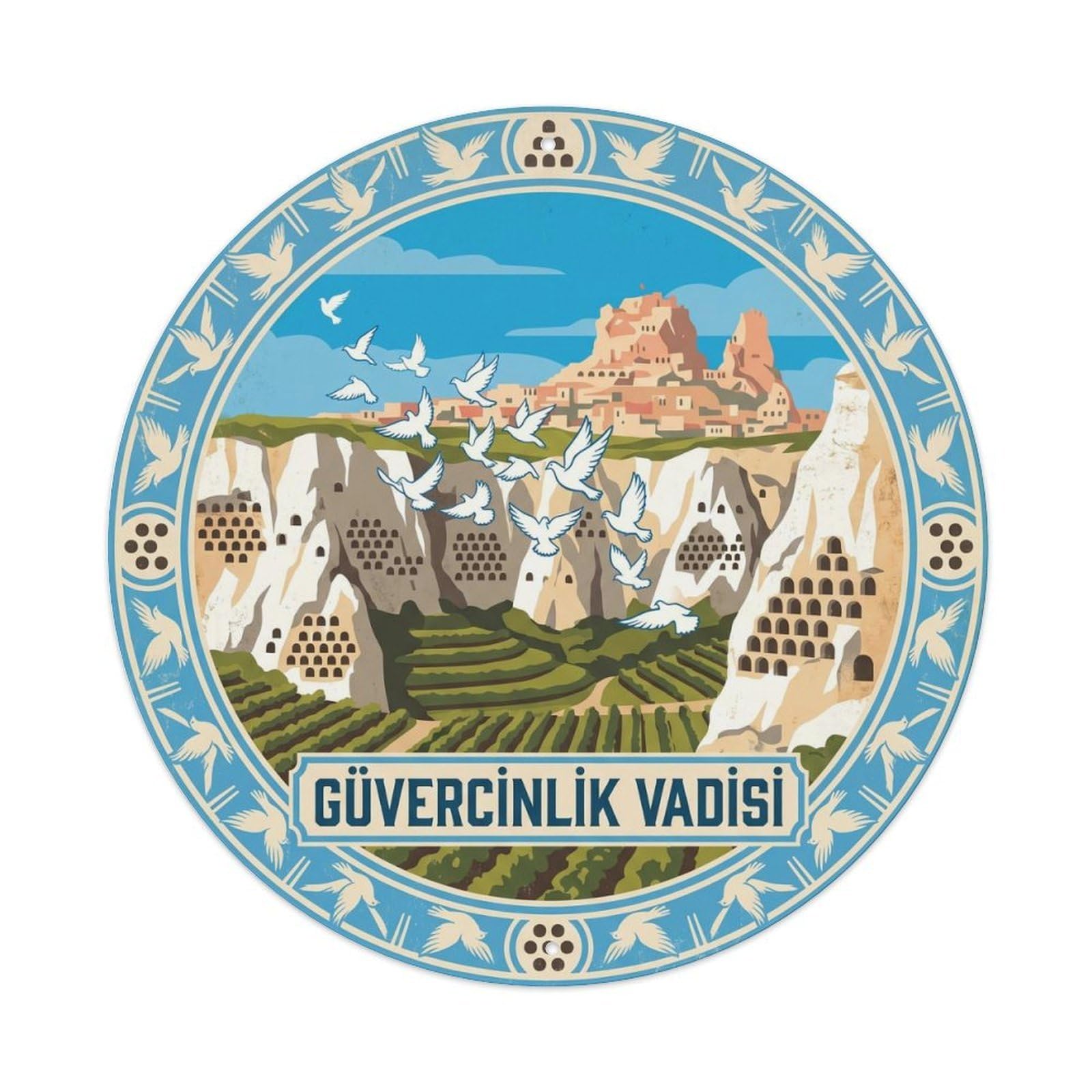 Cappadocia Pigeon Valley Turkey Nature Travel Graphic Metal Tin Sign
