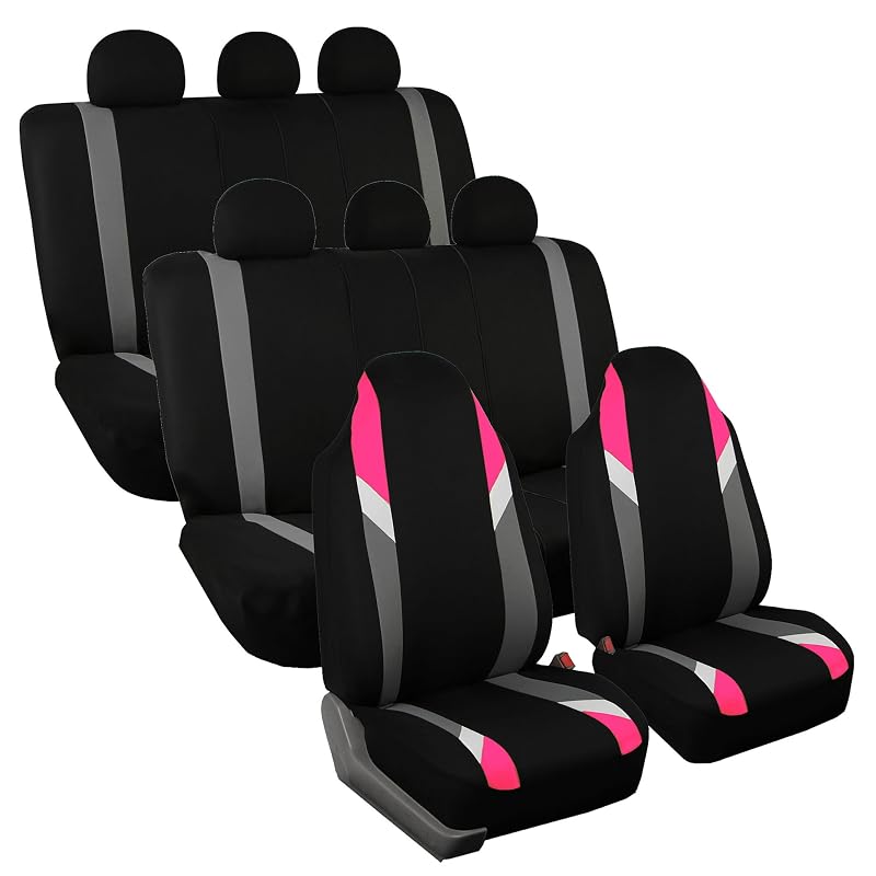 Capas para Bancos FH Group Supreme Modernistic para 3 Fileiras, Rosa, Compatíveis com Airbags Laterais e Bancos Bipartidos, Conjunto para 8 Passageiros