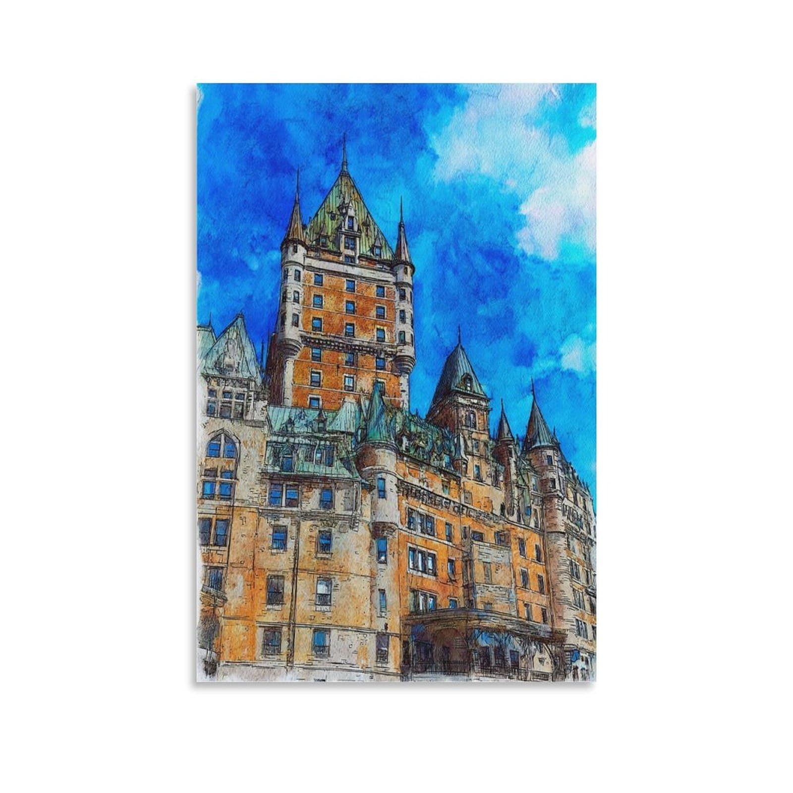 Lcynnh Unframe-Style Quebec Canada 12X18inch(30X45cm) Vintage Travel Poster Watercolor Canvas Art