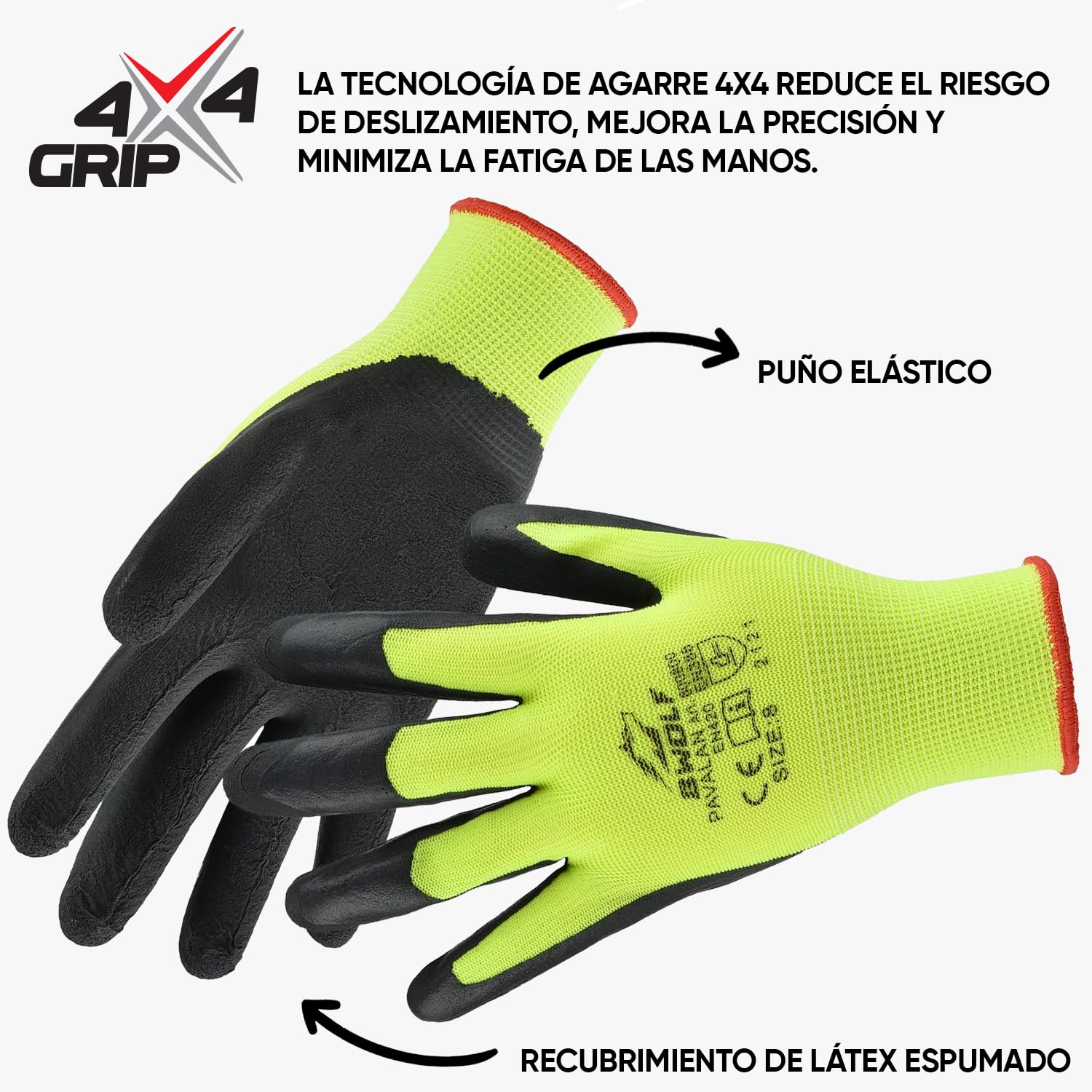 BWOLF PAVALAN 12/60 Pares de Guantes de Trabajo para Hombre y Mujer, Revestimiento de Látex Resistente, Antideslizantes y Flexibles, Ideales para Uso Industrial y Mecánico (12, 9)