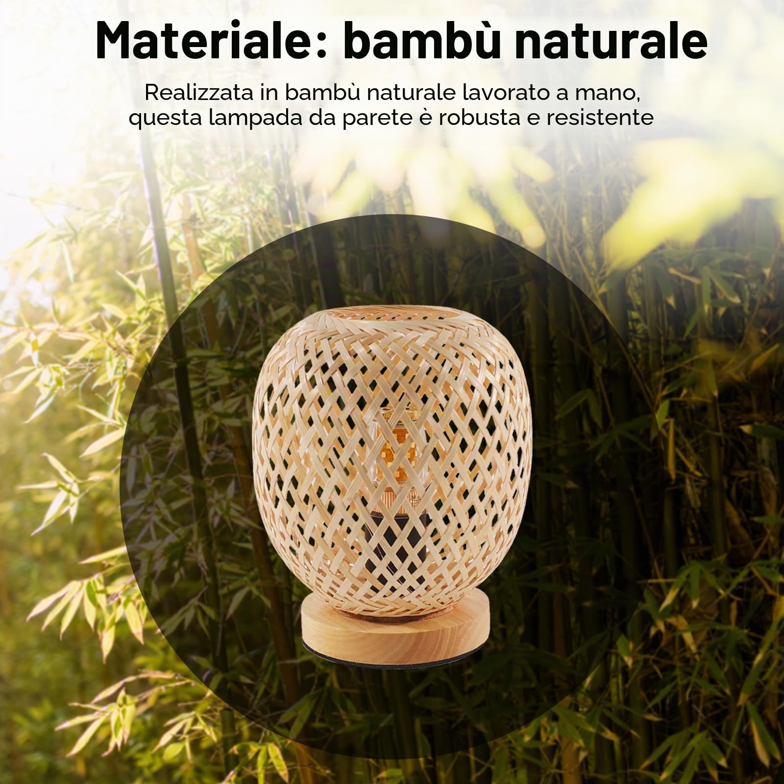 Dorlink Lampada da Tavolo Bambù, E27 Lampada da Scrivania Dimmerabile, Abat Jour da Comodino Vintage, Lampada da Comodino Creativo, Luce Notturna per Camera, Sala Studio (Senza Bulbo)