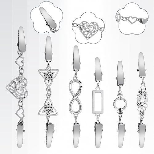 Miniatura 3 de 6 Pcs Vintage Sweater Clips Shirt Dress Cinch Clip Retro Cardigan Collar Chain Clips Brooch Pins for Women Clothing