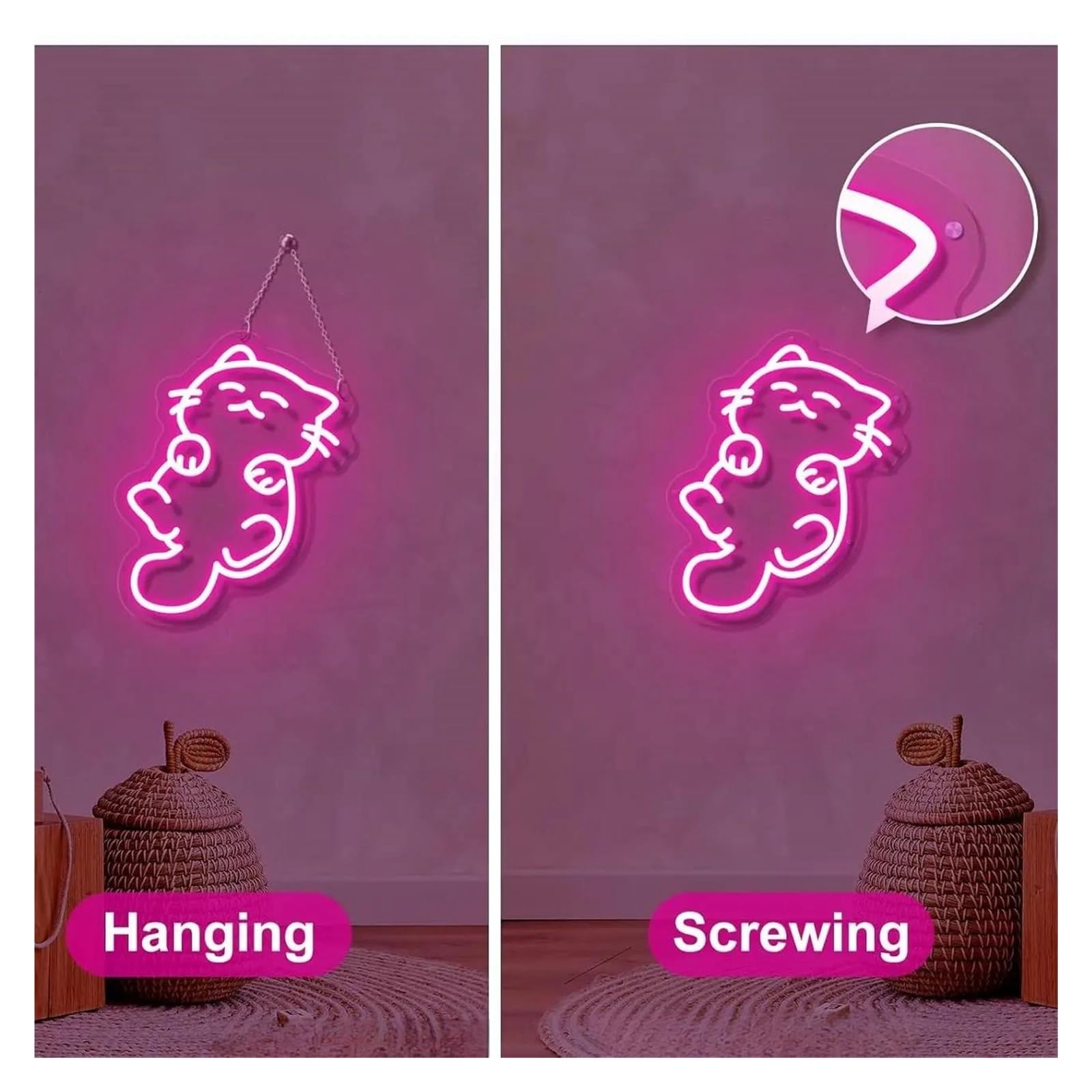 Luz de Diseño de Digital Letrero De Neón De Gato De Anime, Luces De Neón Regulables Alimentadas Por USB Para Bar De Club, Decoración De Pared De Sala De Juegos 28.7cm×36cm