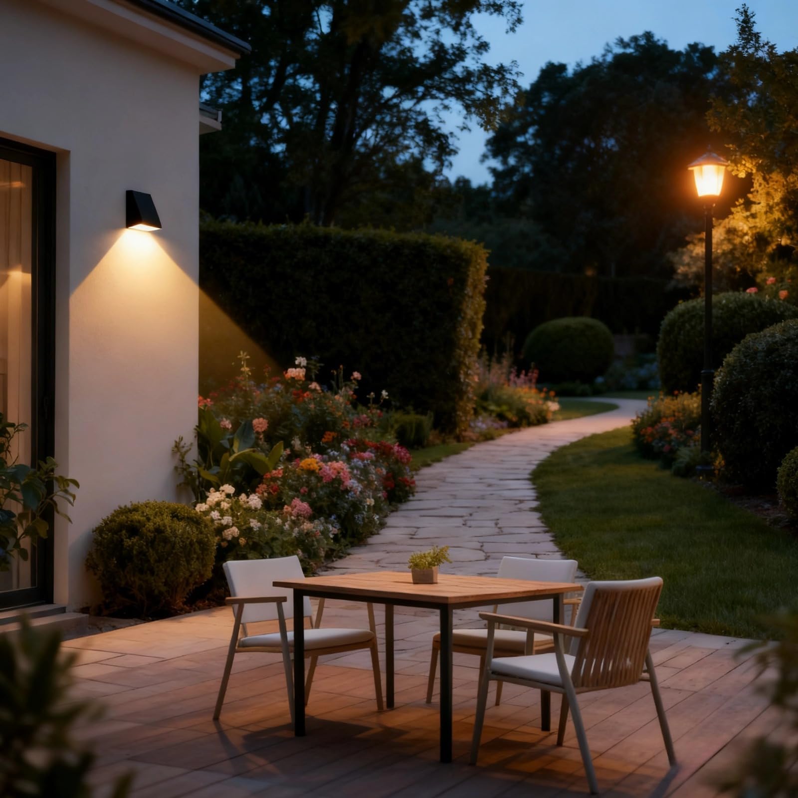 Applique da parete a LED per esterni, 2 luci solari da parete con sensore di movimento radar, impermeabilità IPx5, luce bianca calda, per giardino, patio, cortile, portico, nero, 5,0 V