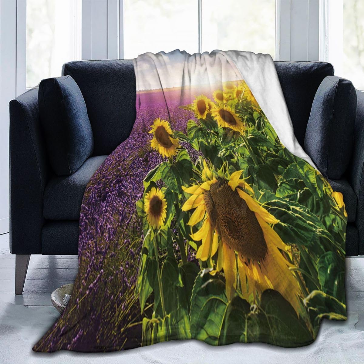 Sunflowers Fields Blanket Soft and Warm Decorative Throw Blankets for Bed, Sofa,40"X50" Style12