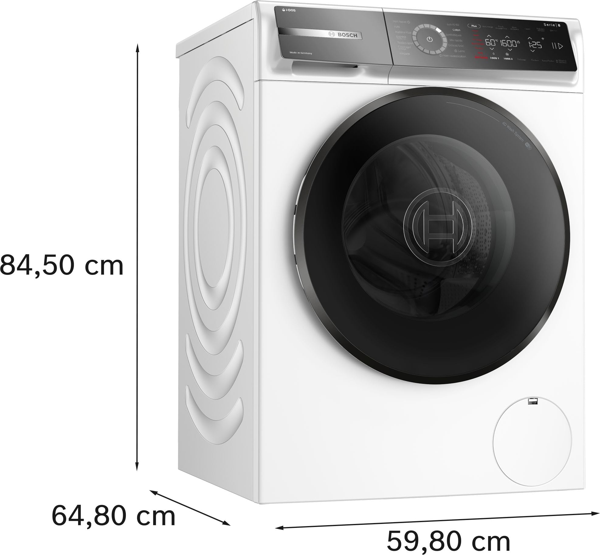 Bosch Série 8 Lave-linge front 10 kg 1600 trs/min Blanc